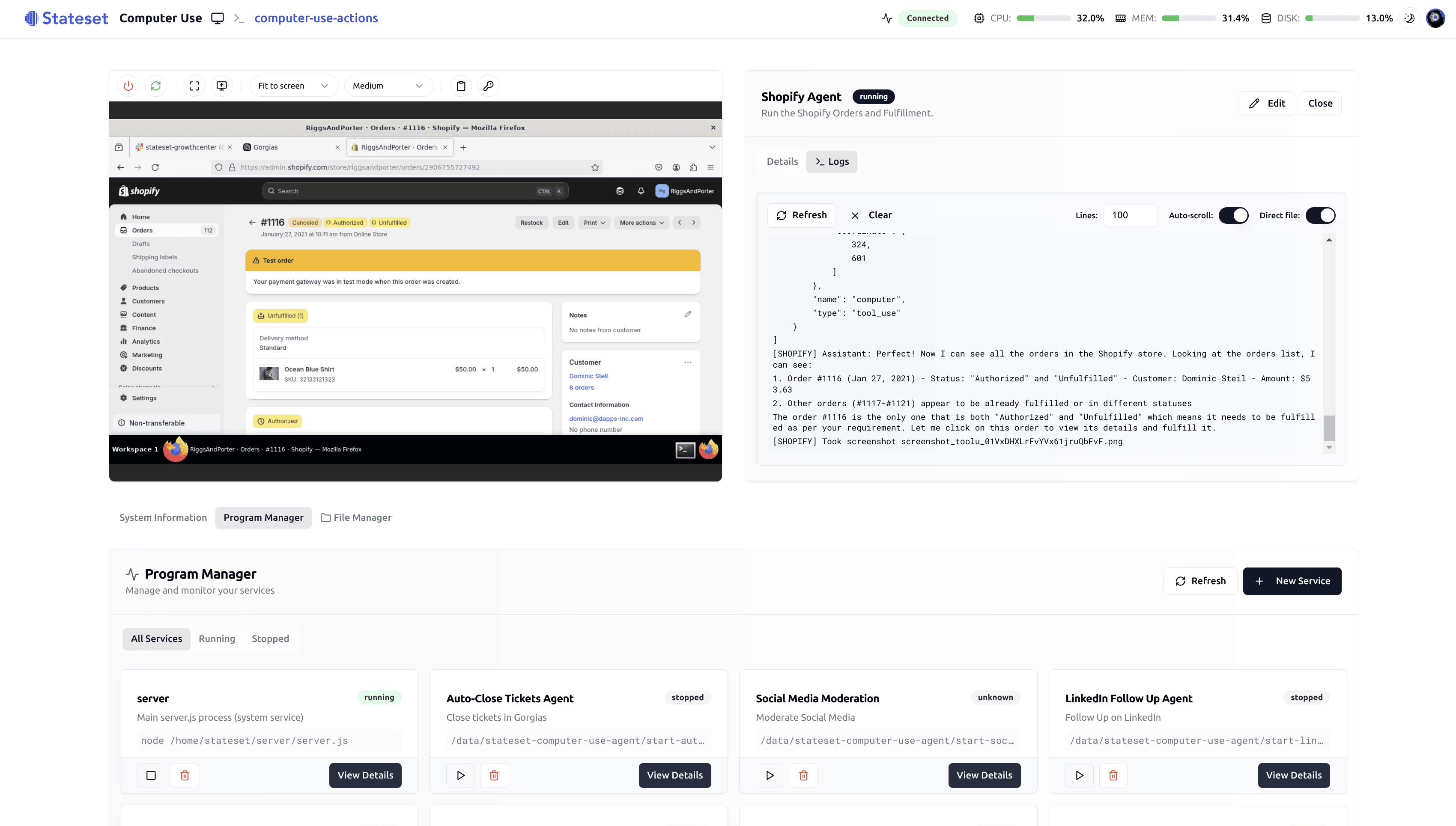 StateSet AI Dashboard